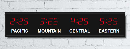 Time Zone Clocks LED Digital Wall Clocks From Digital Display Systems