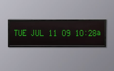 DAC-92412H-G Green Horizontal Alpha Calendar Clock