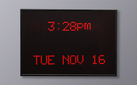 DAC-92412V-R Red Vertical Alpha Calendar Clock