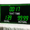 Green Takt Time Production Counter with Flashing Lights