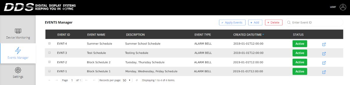 Bell System Events Manager Example