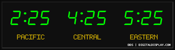 3 zone clock with green time and yellow zone names